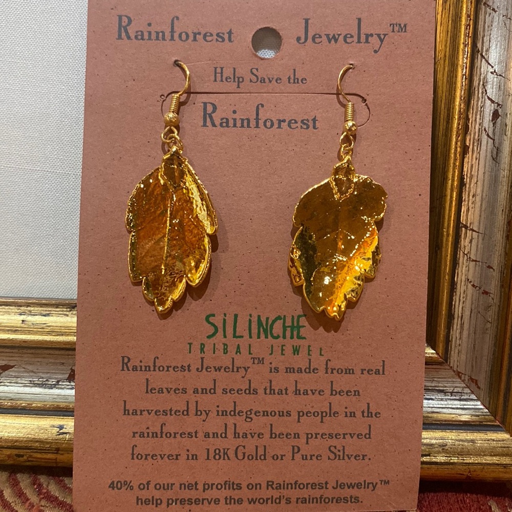 Gold dipped leaf earrings